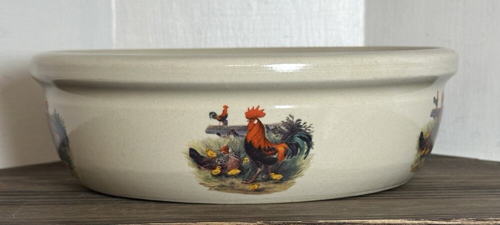 Shaker & Thangs Stoneware Rooster Large Bowl Server Cottagecore Granny VTG